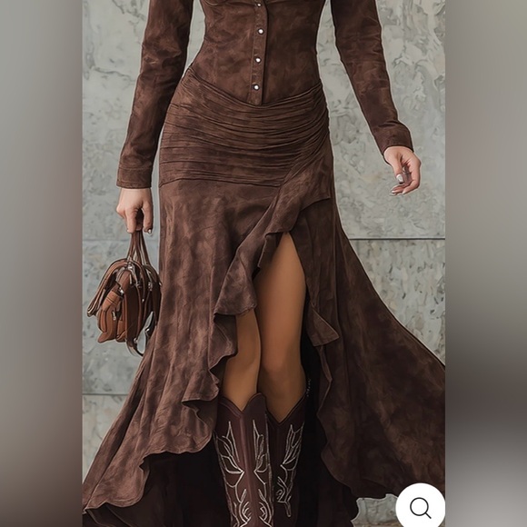 Retro Ruffle-Hem Button-Front Maxi Dress - Picture 3 of 3